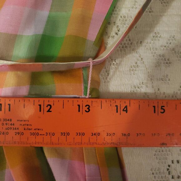 Vintage 1950s Adorable Pastel Plaid Cotton Fitted Full Skirt Shirtwaist Dress - Picture 14 of 16